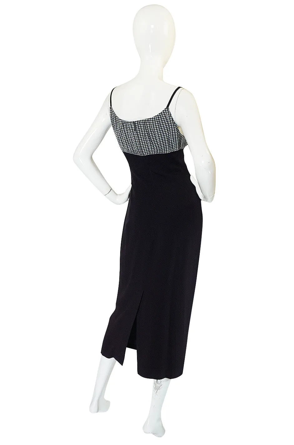 1990s Karl Lagerfeld Navy & Gingham Checked Dress