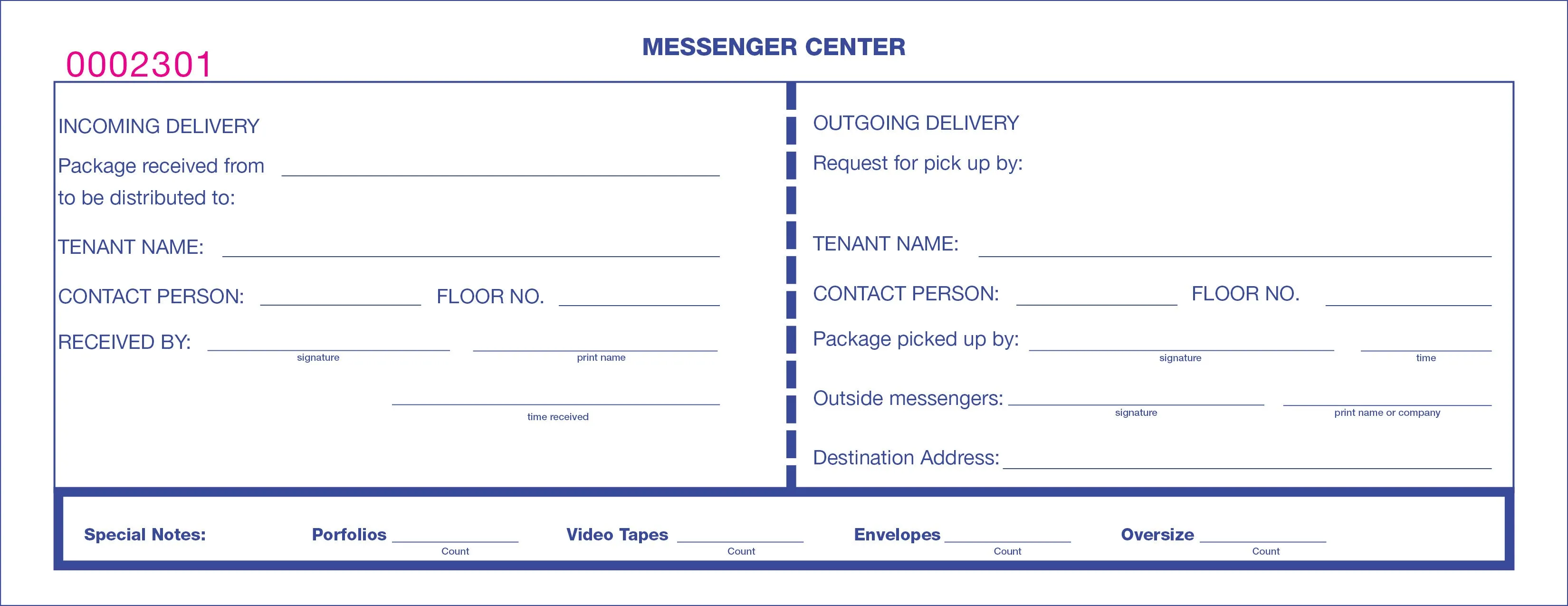 2-part Messenger Center Waybills