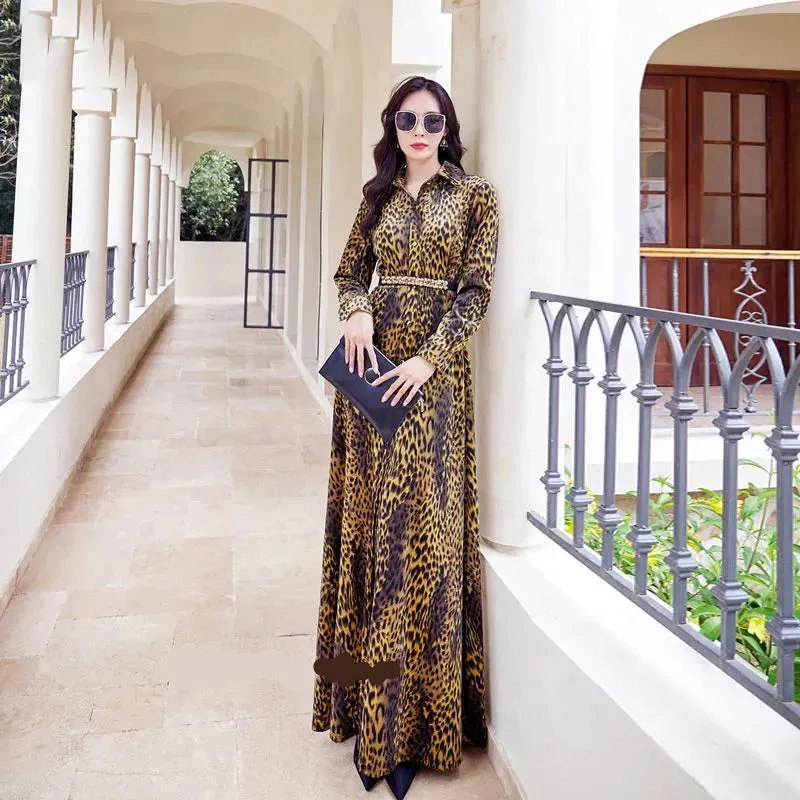 2024 High-End Slim Leopard Print Loose Dress
