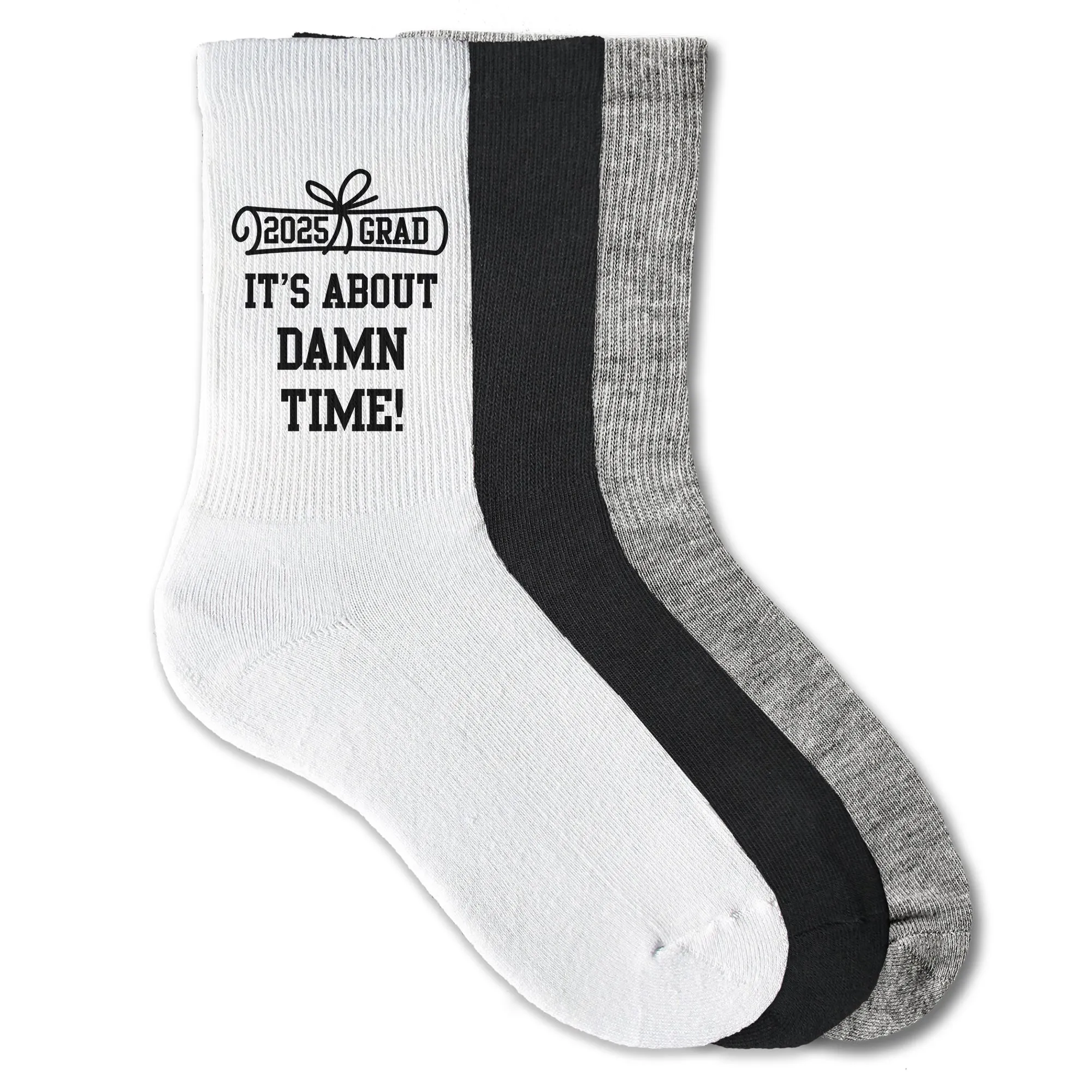2025 Graduation Socks - 'It’s About Damn Time' - Perfect Gift for Grads