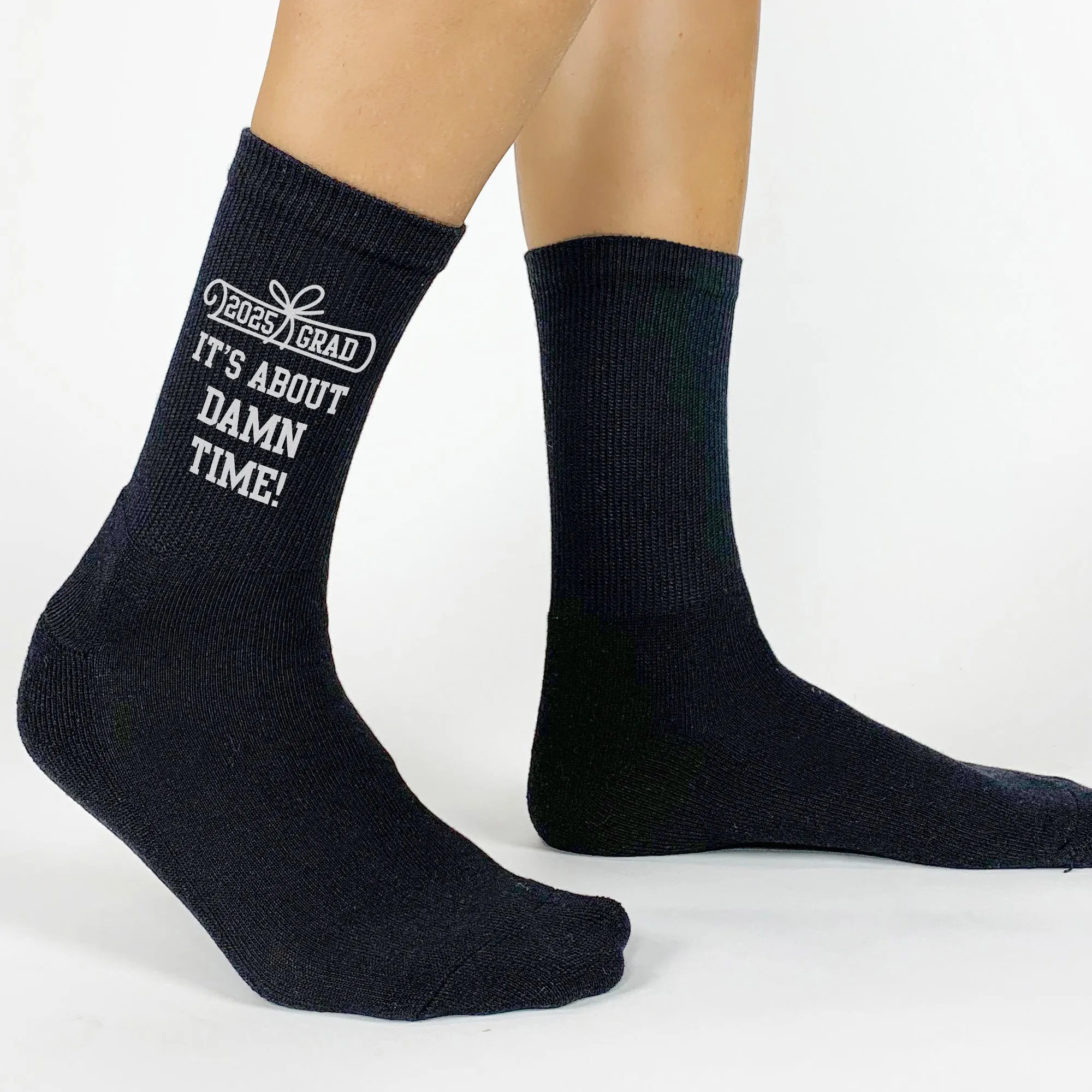 2025 Graduation Socks - 'It’s About Damn Time' - Perfect Gift for Grads