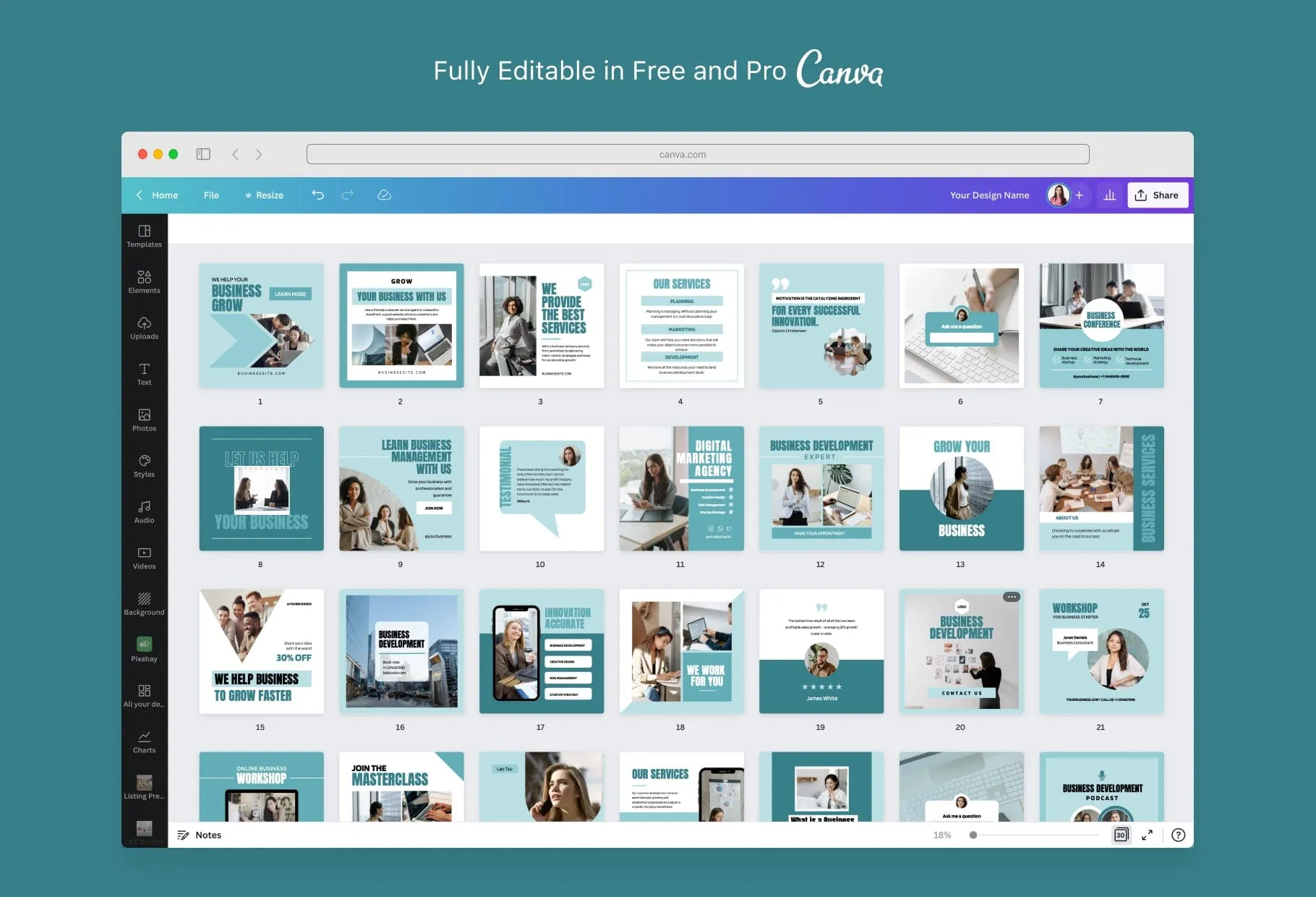 30 Business Development Instagram Post Canva Templates