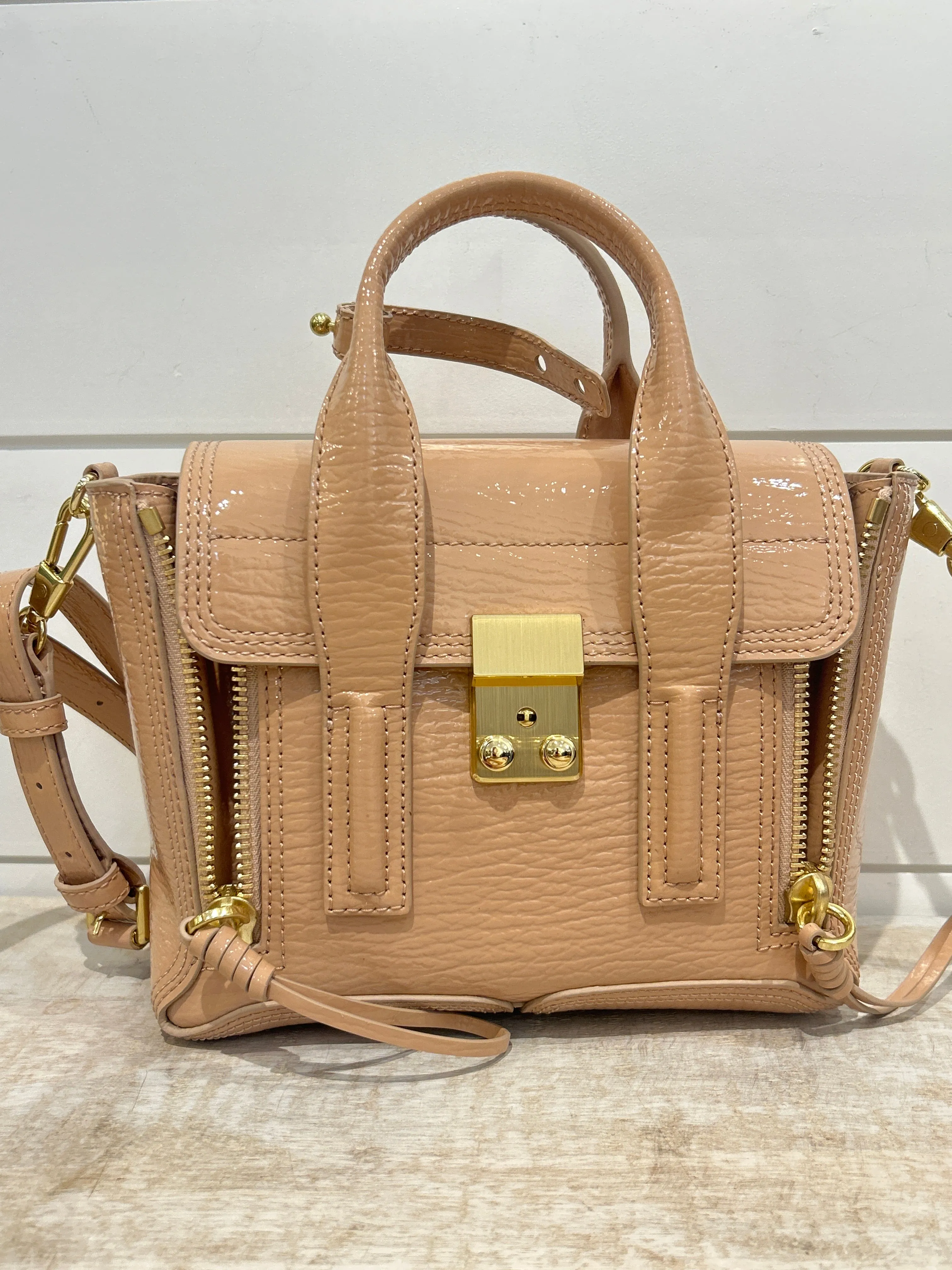 3.1 Phillip Lim Bag, Ceramic Textured Patent Mini Pashli Satchel