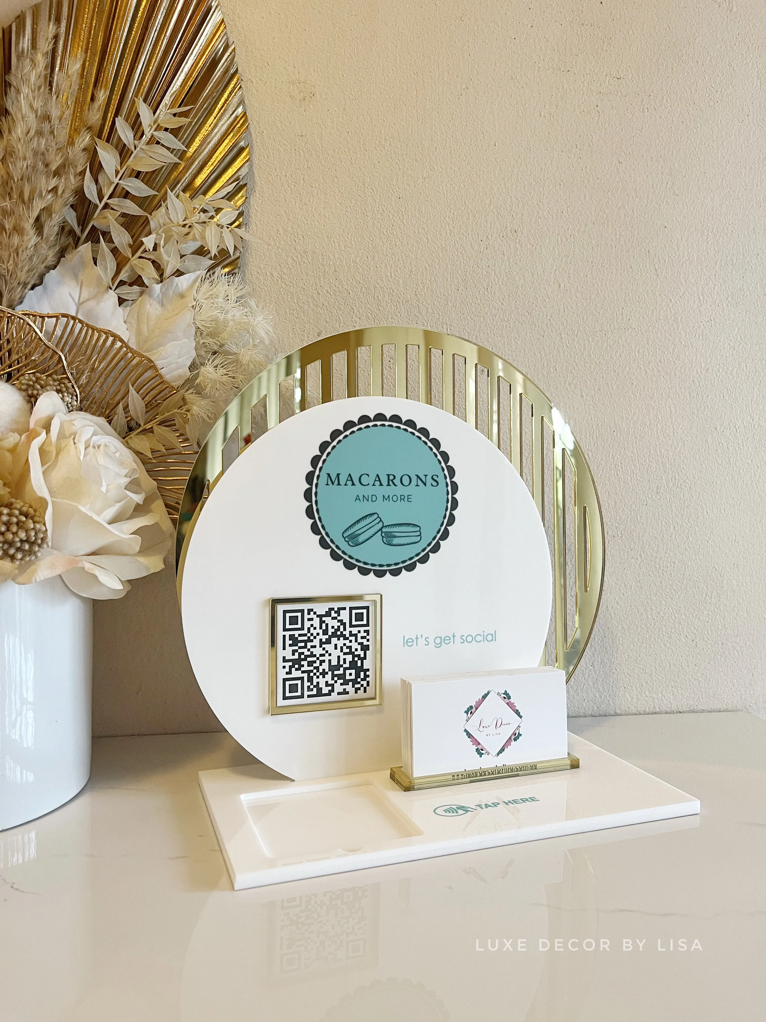4 in 1 Double Circled Logo, QR, Cards and Square Dock Sign