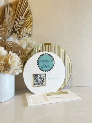 4 in 1 Double Circled Logo, QR, Cards and Square Dock Sign