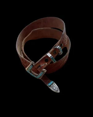 4- Piece 60s/70s Zuni Inlay Ranger Belt Buckle/ Belt