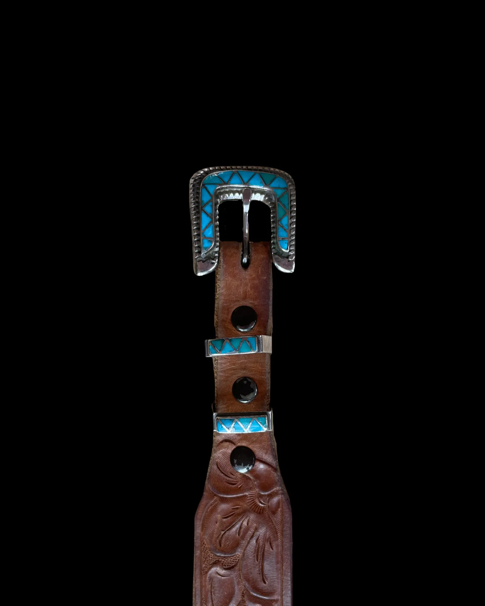 4- Piece 60s/70s Zuni Inlay Ranger Belt Buckle/ Belt