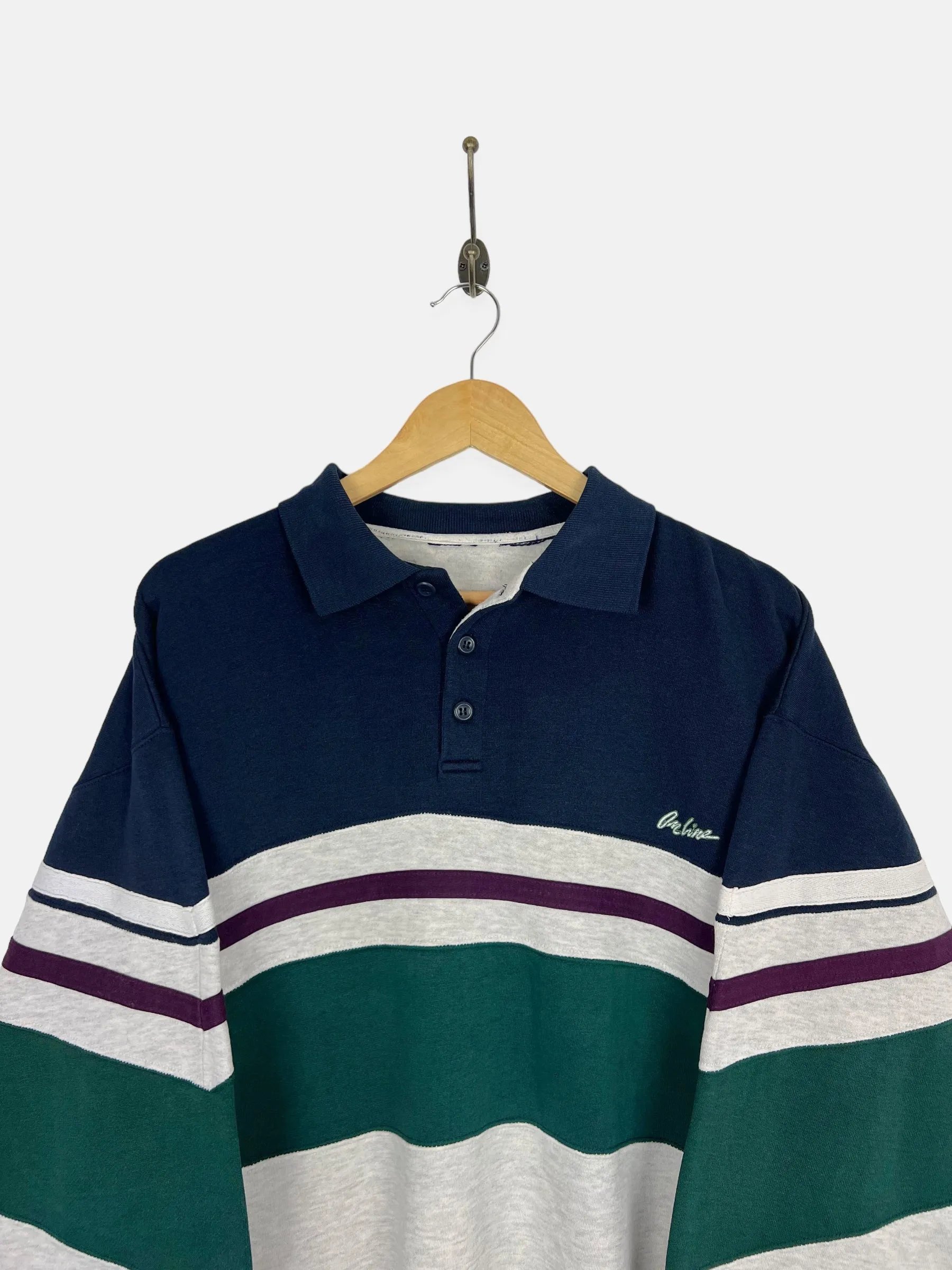 90's Online Embroidered Vintage Collared Lightweight Sweatshirt Size 10-12