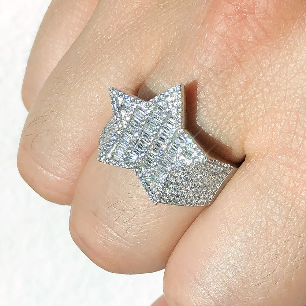 925 Silver Exotic Baguette Star Ring