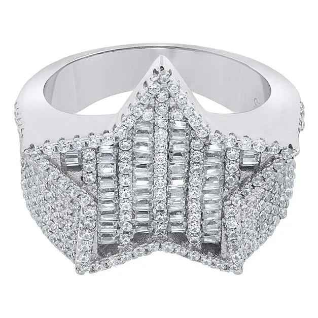 925 Silver Exotic Baguette Star Ring