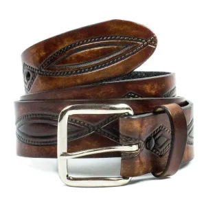 A116  1 1/2" Antique Finish Belt- Diamond Design