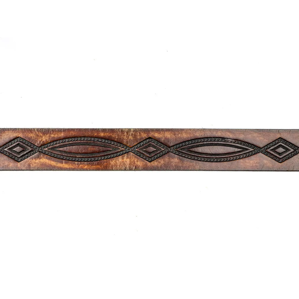 A116  1 1/2" Antique Finish Belt- Diamond Design