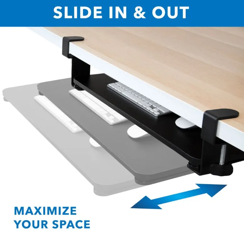 Adjustable Clamp-On Keyboard and Mouse Tray