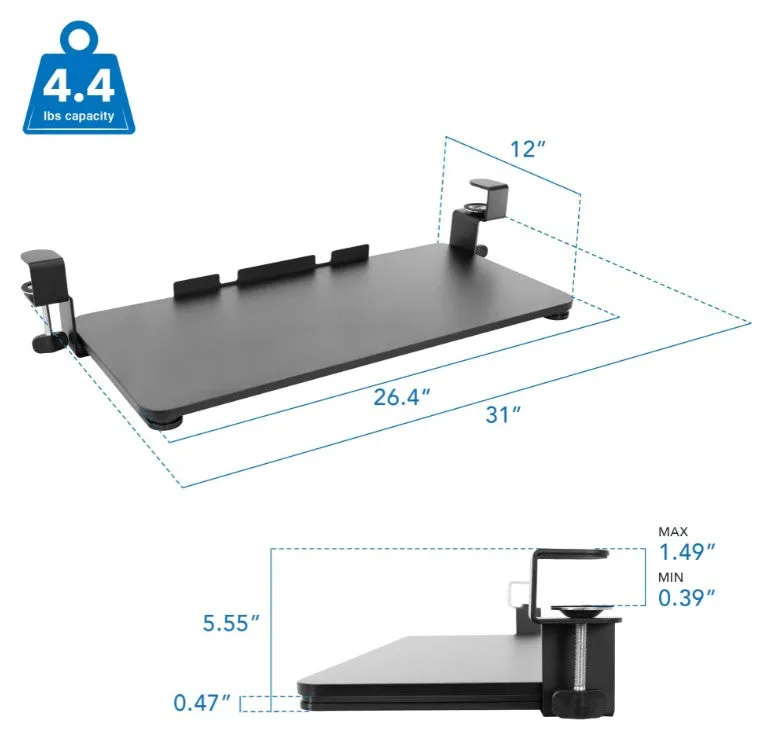 Adjustable Clamp-On Keyboard and Mouse Tray