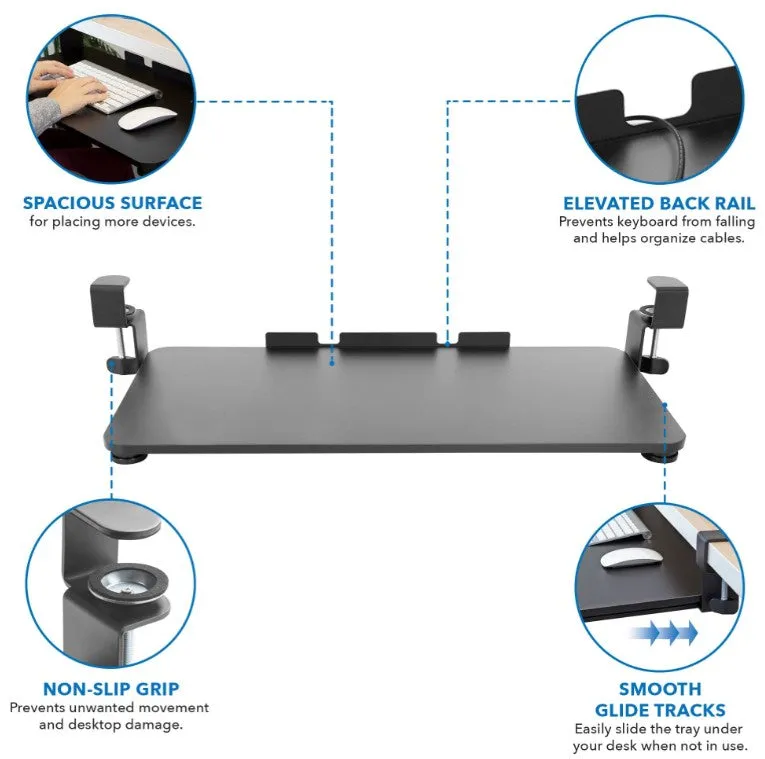 Adjustable Clamp-On Keyboard and Mouse Tray