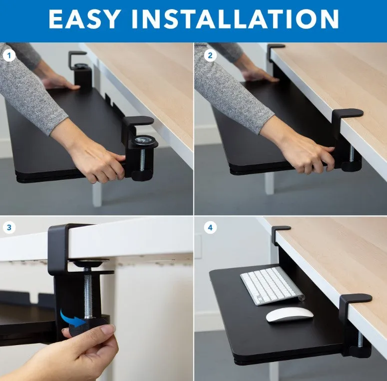 Adjustable Clamp-On Keyboard and Mouse Tray