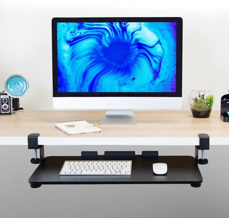Adjustable Clamp-On Keyboard and Mouse Tray