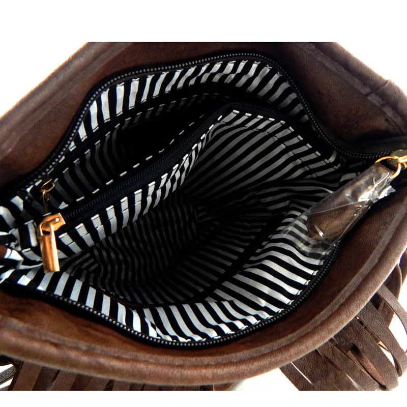 ADO | Fringe Messenger Purse Tan