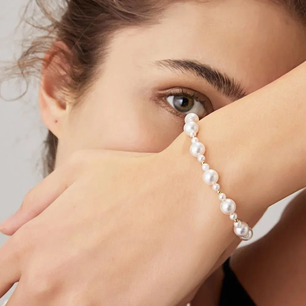 Akoya Saltwater Pearl 18K Gold Stylish Beaded Bracelet