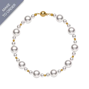 Akoya Saltwater Pearl 18K Gold Stylish Beaded Bracelet