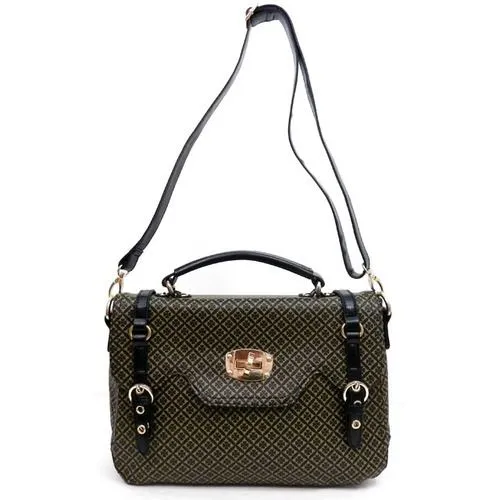 ALBA signature office Shoulder office messenger Bag Purse print Black ivy polka