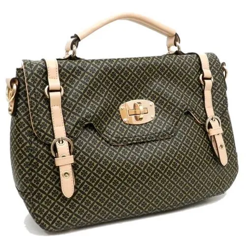ALBA signature office Shoulder office messenger Bag Purse print Black ivy polka