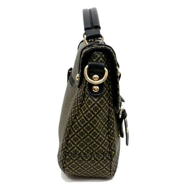ALBA signature office Shoulder office messenger Bag Purse print Black ivy polka