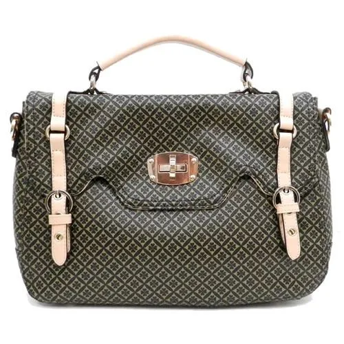 ALBA signature office Shoulder office messenger Bag Purse print Black ivy polka