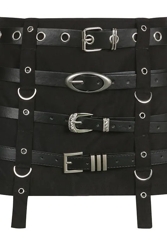 American Punk Style Belt Short Skirt