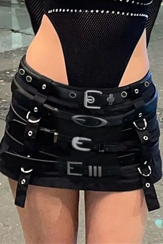 American Punk Style Belt Short Skirt