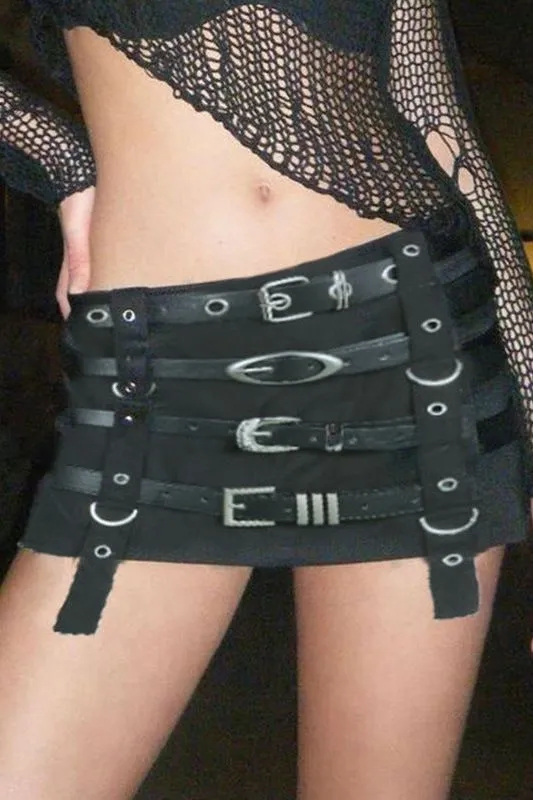 American Punk Style Belt Short Skirt