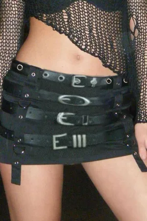 American Punk Style Belt Short Skirt