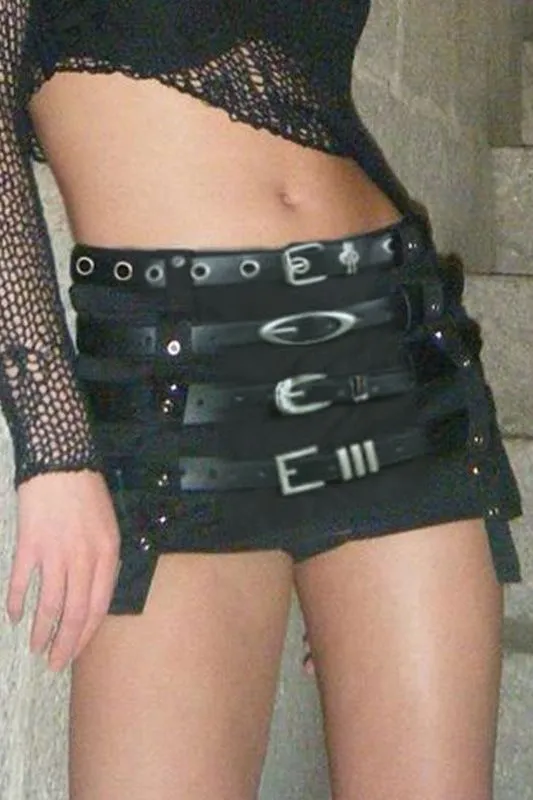 American Punk Style Belt Short Skirt