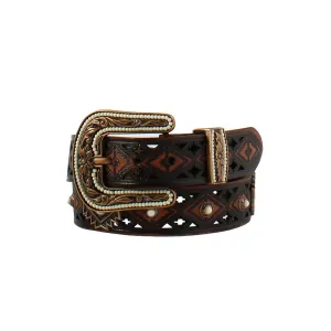 ANGEL RANCH LADIES BELT 1 1/2'' AZTEC CONCHO BROWN
