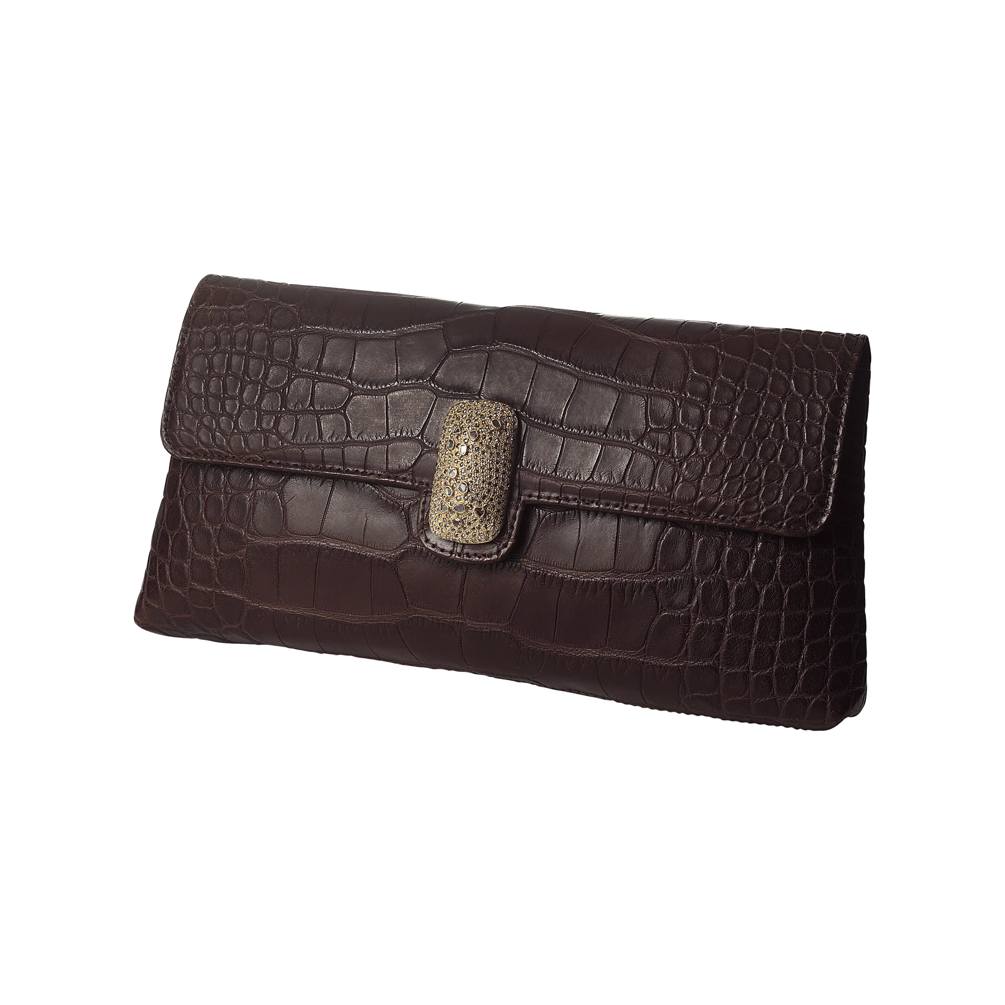 Antiquity Galano Brown Matte Alligator Leather Handbag