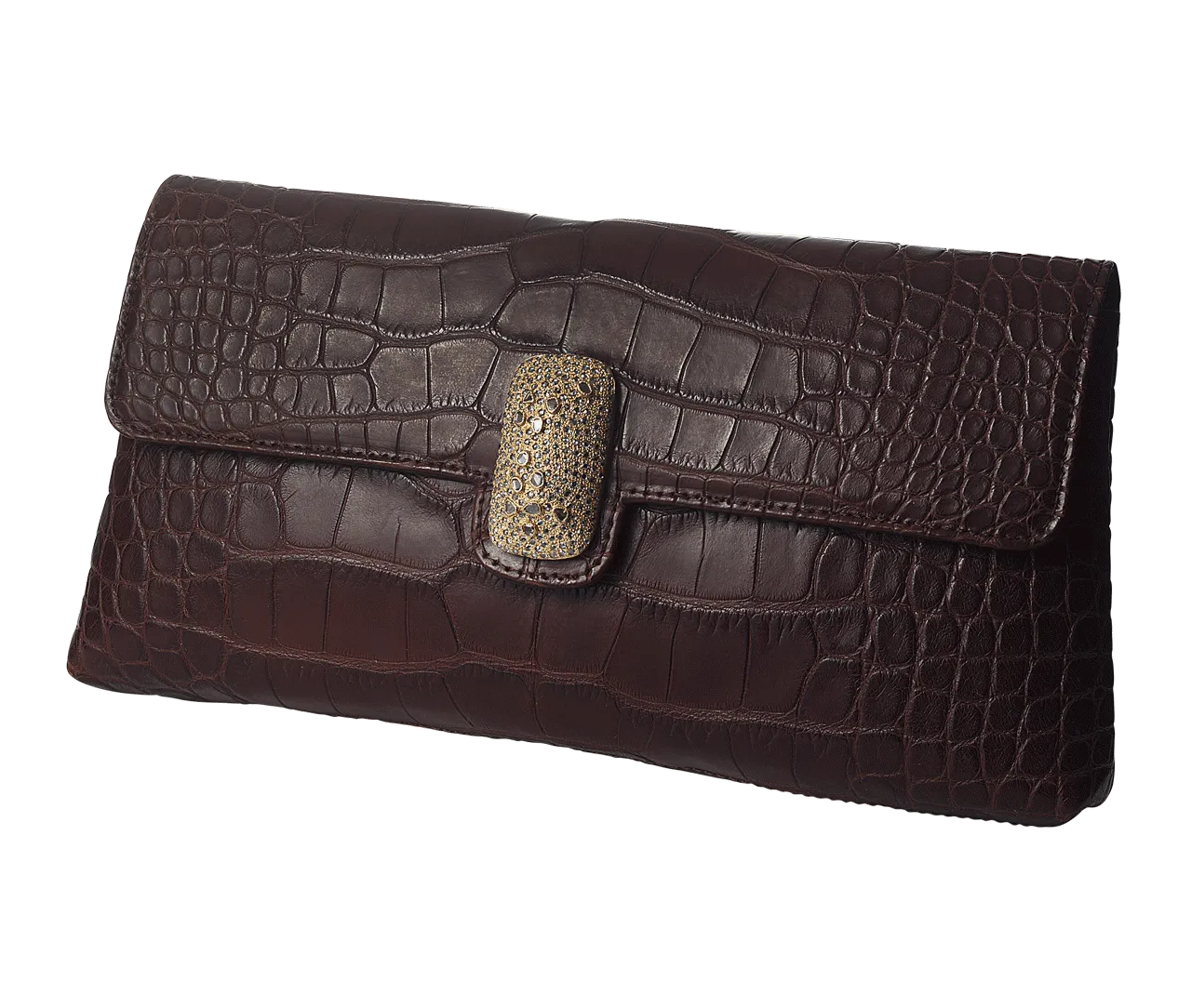 Antiquity Galano Brown Matte Alligator Leather Handbag
