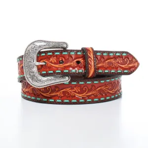 ARIAT 1 1/2 TOOLED FLORAL BUCK LACE BLACK