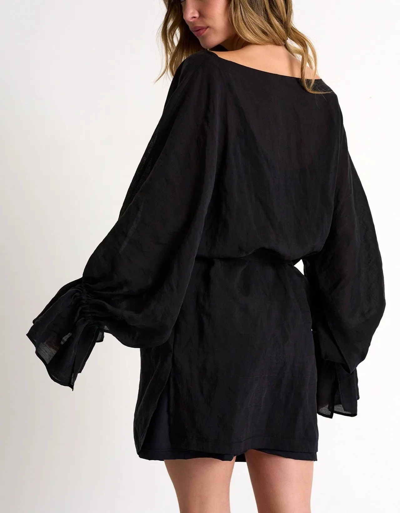 Ary Flowy Dress In Caviar - SHAN