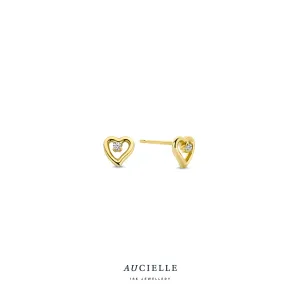 Aucielle - Boucles d'oreilles - Cœur Or Jaune et Zircons (AE0075C)