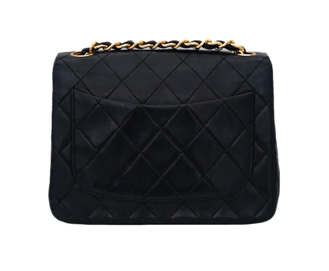 Authentic Chanel Vintage Black Lambskin 2.55 Mini Flapover