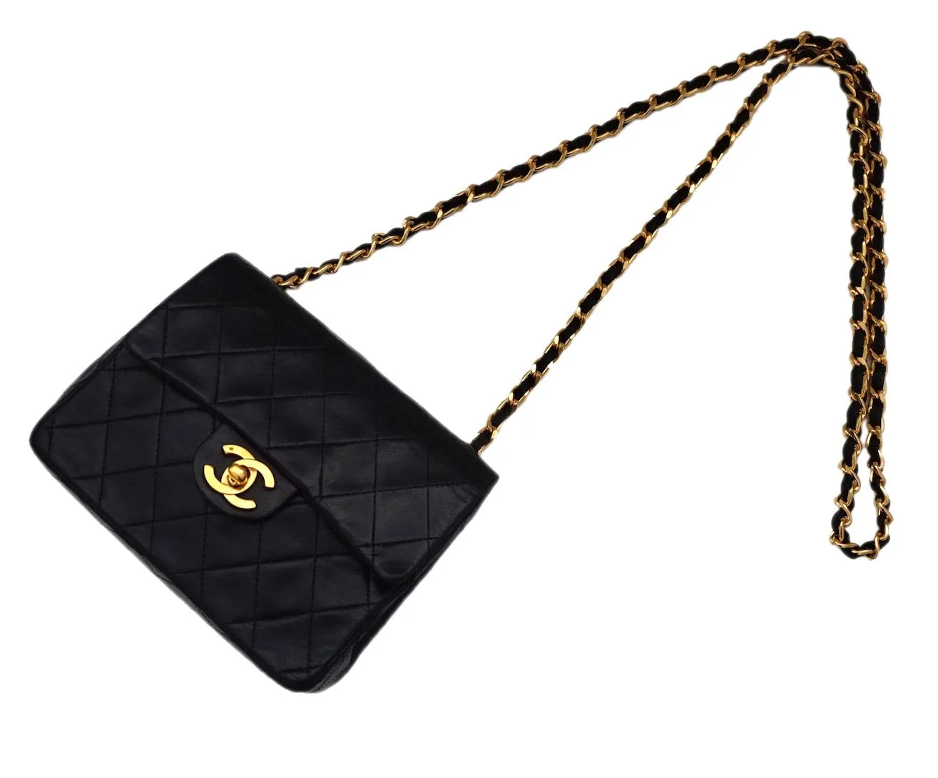 Authentic Chanel Vintage Black Lambskin 2.55 Mini Flapover