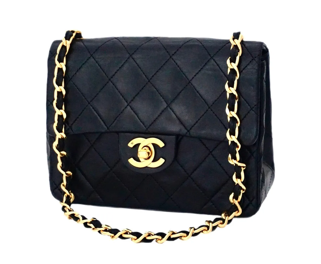 Authentic Chanel Vintage Black Lambskin 2.55 Mini Flapover