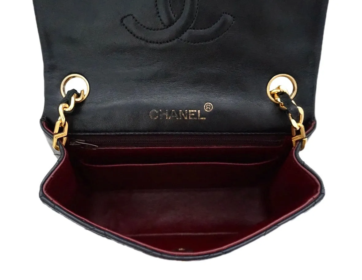 Authentic Chanel Vintage Black Lambskin 2.55 Mini Flapover