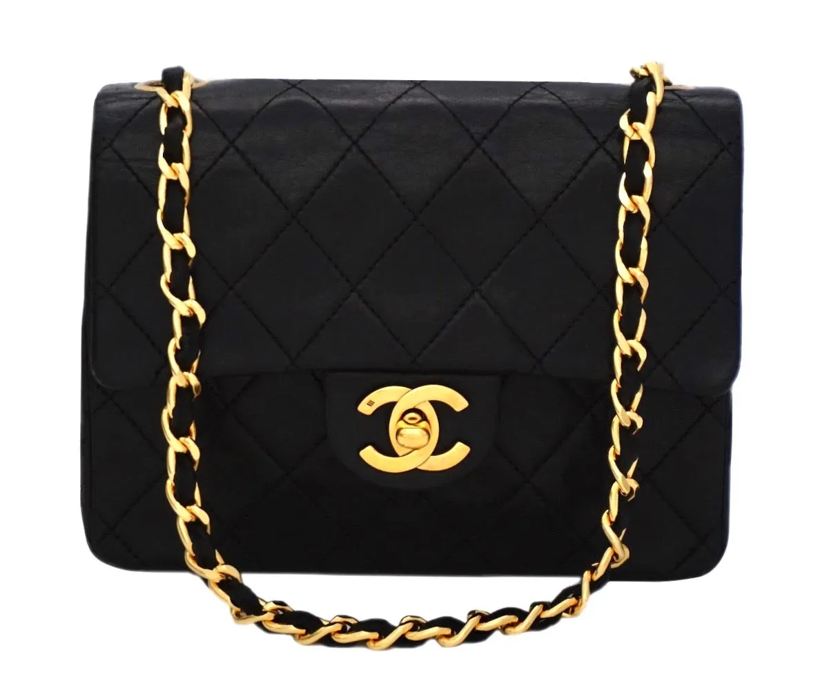 Authentic Chanel Vintage Black Lambskin 2.55 Mini Flapover