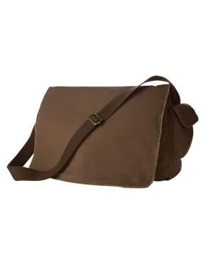 Authentic Pigment Raw-Edge Messenger Bag | Java