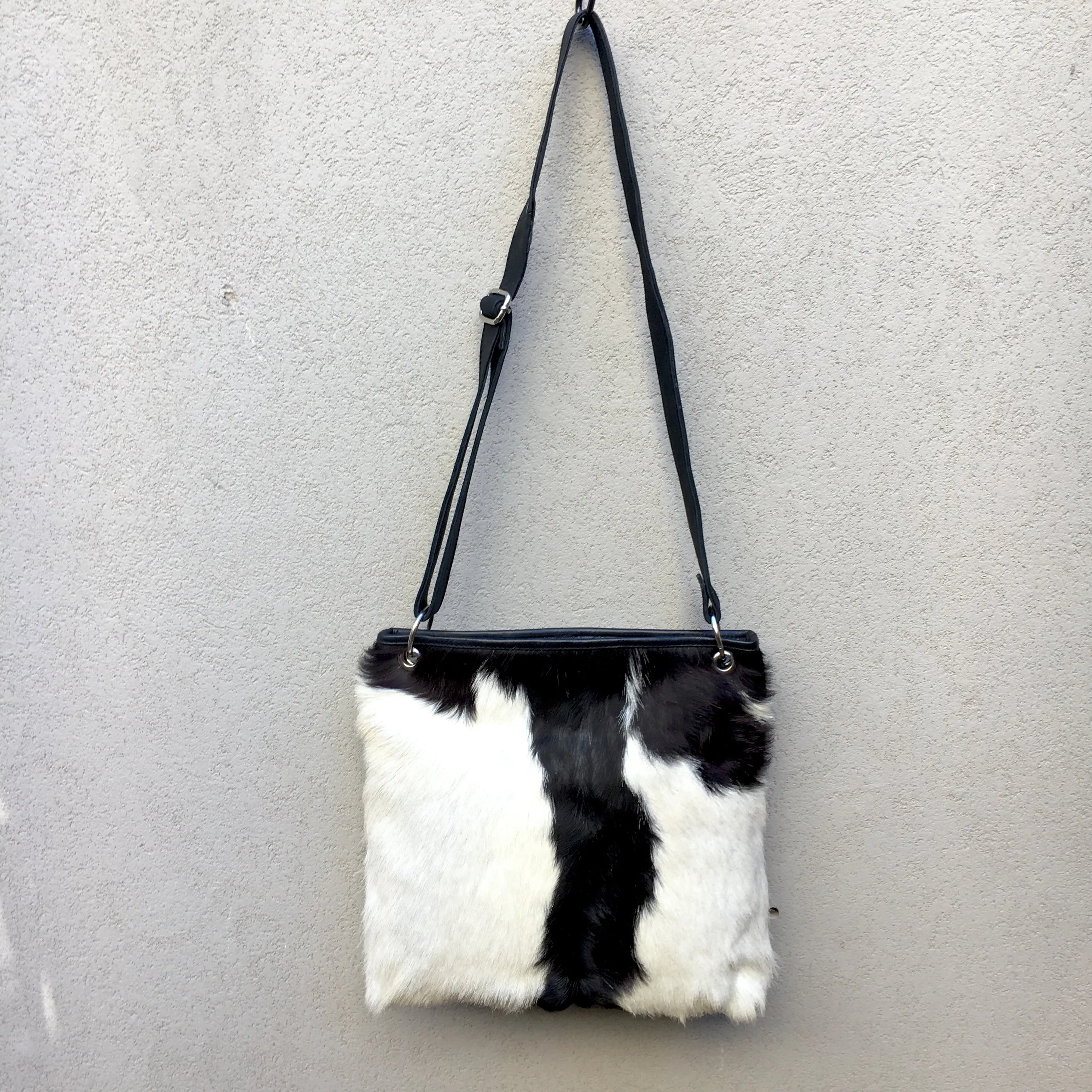 Azahara Leather and Lambs Fur Crossbody Satchel Bag