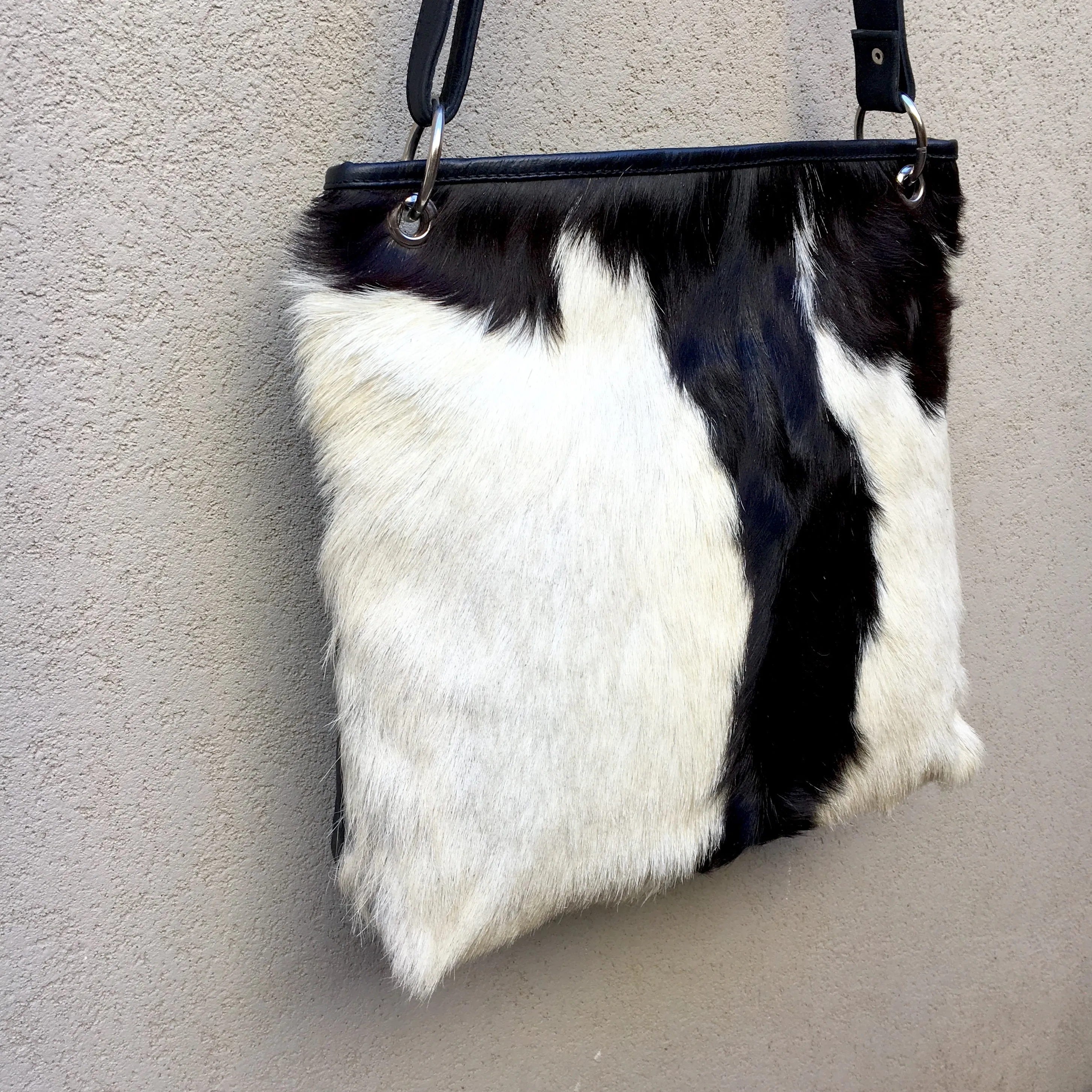 Azahara Leather and Lambs Fur Crossbody Satchel Bag