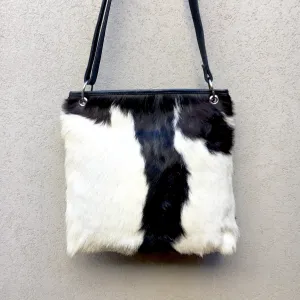 Azahara Leather and Lambs Fur Crossbody Satchel Bag