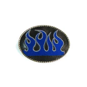 B-112  Embroidered Buckle- Blue Flame