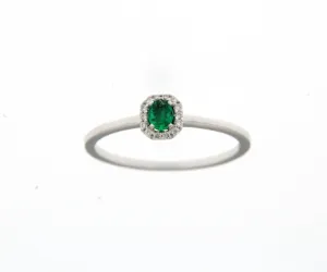 Bague avec motif - Or Blanc, Diamants et Emeraude (059170EA)